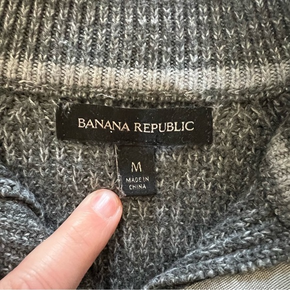 Banana Republic Men's Gray Ribbed Knit Mock Neck Long Sleeve Sweater size medium - Picture 6 of 11